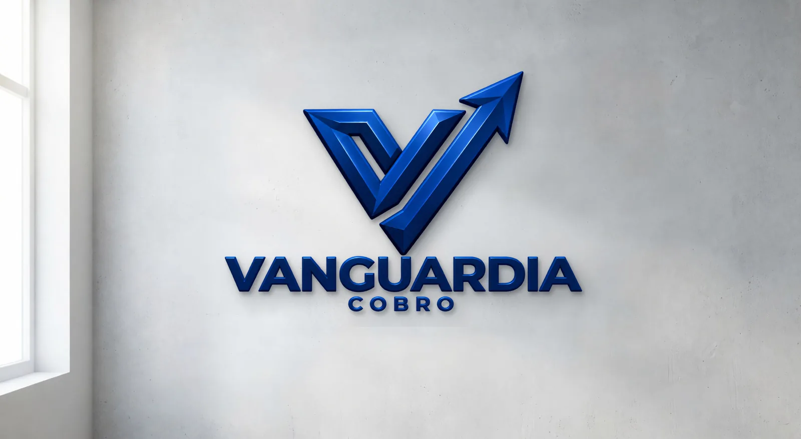 Logo corpóreo de Vanguardia en una pared de hormigón